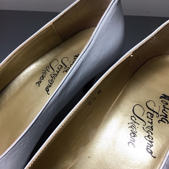 VINTAGE ROSINA FERRAGAMO SCHIAVONE LEATHER SHOES 8.5 MED NEED HEEL  REPAIR - Picture 4 of 9